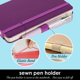 NIRMIRO 3 Pack Pocket Notebook Journal with Pen, Mini Small Notepad Notebook 3.7" x 5.7" for Women Writing, 408 Pages, Pearlescent Pink Purple Gold