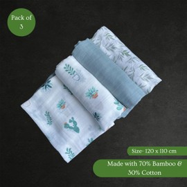 Cuddle leaf Muslin Baby Swaddle Blanket/Wrap Set – 70% Bamboo & 30% Cotton – Soft, Lightweight, Breathable – Oeko-TEX Certified – 3-Pack – 120x110 cm (Garden Whisper)