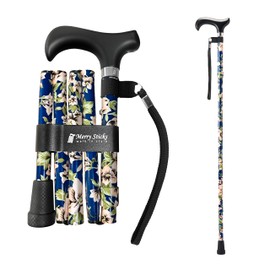 Merry Sticks Lightweight Foldable Walking Canes for Women and Men, Adjustable & Collapsible Walking Stick for Seniors, Balancing Mobility Aids, Ergonomic Handle & Wrist Strap - Tahiti Blue