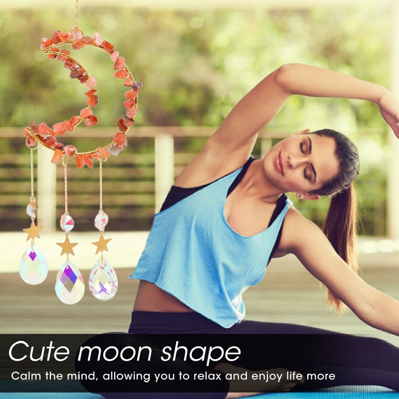 Moon Wind Chimes Bright Crystal Hanging Pendant Window Decoration for