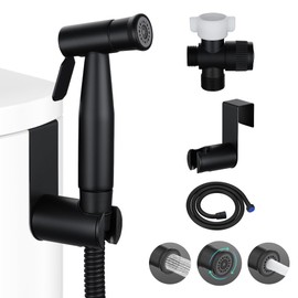 MBILLION Handheld Bidet Sprayer for Toilet Cloth Diaper Care Matte Black Stainless Steel Leakproof Hose, Wall/Toilet Mount, Adjustable Pressure, 2-Function Jet Spray for Baby Feminine Seniors Wash