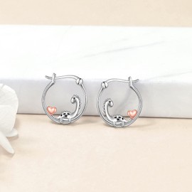 925 Sterling Silver Small Hoop Earrings Hypoallergenic Animal Jewellery for Women Girls, Sterling Silver