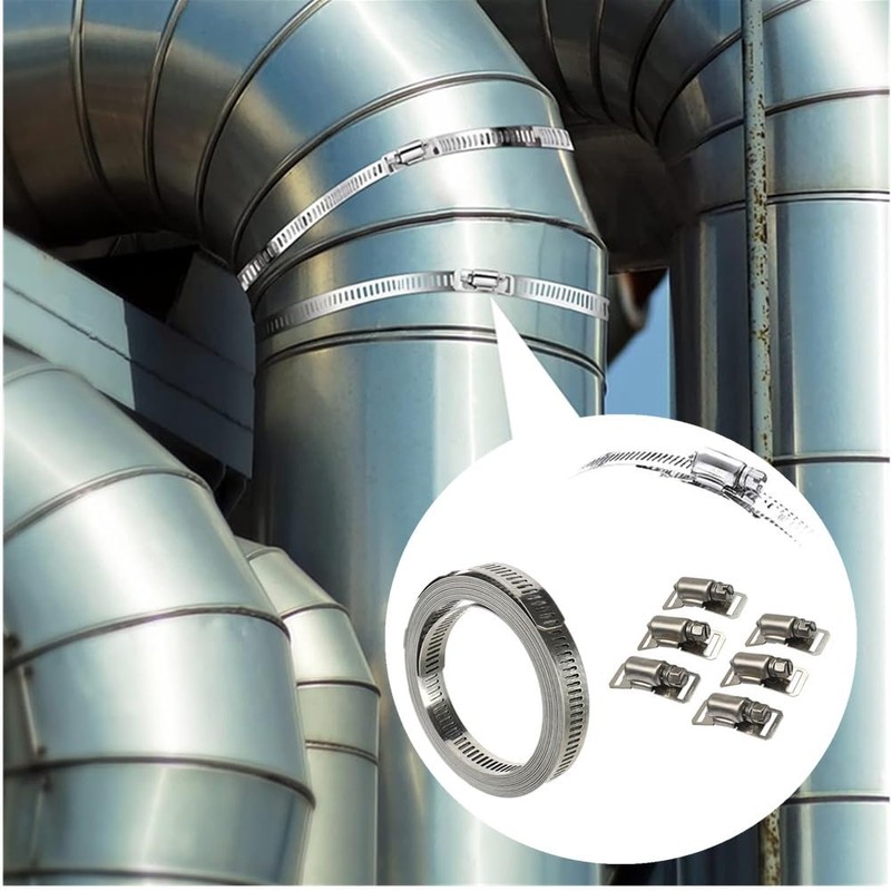 7Pcs 9.8 Feet Long Worm Gear Hose Clamp with Fasteners,