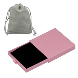 1 Pcs Small Jewelry Gift Box with Drawstring bag,Square Cardboard Organizer for Necklace, Bracelet, Earrings,for Birthday, Xmas, Wedding, Valentine's Day Wrapping (Pink)