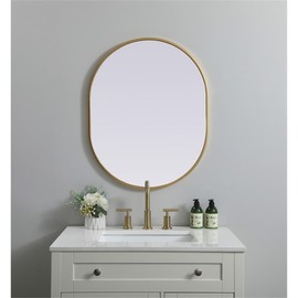 Elegant Decor Asha 24x30 Oval Modern MDF Wood/Iron Mirror in Brass