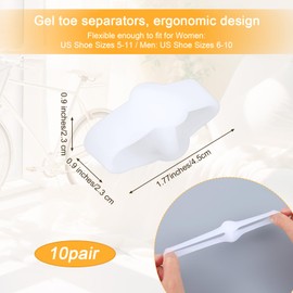 10 Pairs Bunion Toe Corrector Gel Separators with 2 Loops Corrector Straightener Big Toes Spacers for Men Women Big Toe Bunion Overlapping Hammer Toes