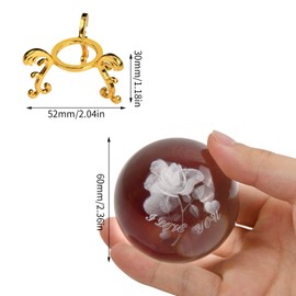 60mm 3D Crystal Ball Rose Flower&Love Figurine Glass Laser Engrave I Love You Keepsake Paperweight Ornaments Ball with Stand Decorative Paperweight Ball Lovers Gift for Lovers Women Girl (Rose)