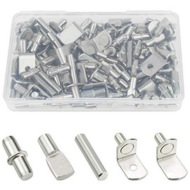 Sutemribor 85PCS Nickel Plated Shelf Bracket Pegs Cabinet Furniture Shelf Pins Support, 5 Styles