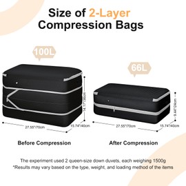 Easortm Comforter Storage Bag - Large Capacity Bedding Storage Bags Ultra Space Saving Self Compression Organizer, Washable Compression Bags for Storage Comforter Blanket Duvet Pillow, 4-Pack, Black