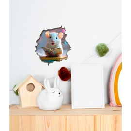 Mouse Reading Book Wall Murals Peel and Stick for Kids Room, Classroom Wall Decor - 3D Effect Wall Mural, Ideal Wall Stickers & Murals, Decorative Decal for Educational Spaces Design 29