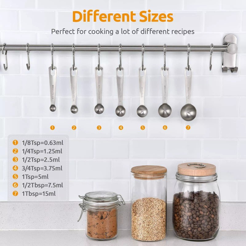 U-Taste Measuring Spoons: U-Taste 18/8 Stainless Steel Set of 7