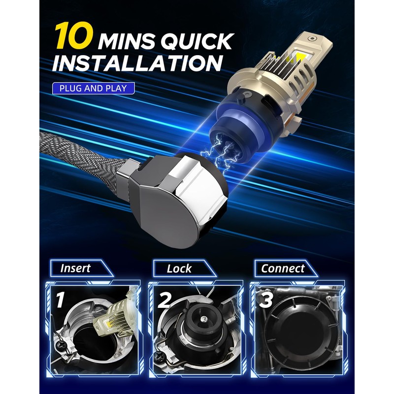 AUTOONE D2S LED Bulb, 900% Brighter, 3 Min Quick Install,