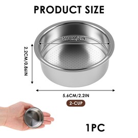 51mm Pressurized Filter Basket 2 Cups Stainless Steel for Espresso Semi-Automatic Coffee Machine, Double Layer Portafilter for Americano Cappuccino Barista