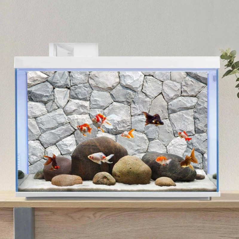 AWERT 48x18 inches White Stone Aquarium Background Rocky Fish Tank