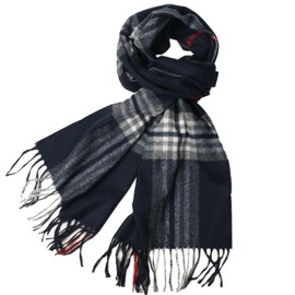 TZ Promise Men Women Tartan Plaid Check Stewart Scottish Soft Warm Winter Cashmere Feel Scarf (Navy/White(43))