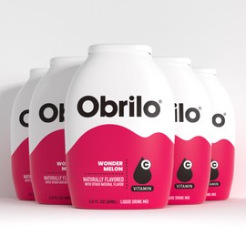 Obrilo Water Enhancer Liquid Flavoring Drops - ZERO Sugar/Calorie, Dye Free, Naturally Flavored Drink Syrup, 2.0 fl oz x 5 Bottles for Kids & Adults (Wonder Melon)