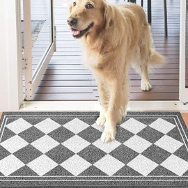 godehone Dirt Trapper Door Mat 23.6" x 34.6", Loofah Shower Mat, Dog Doormat, Shoes Scraper, Non-Slip Front Welcome Mat for Home Entrance, Outside Entry, Yard, Floor, Patio