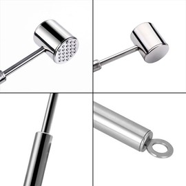 Meat Tenderiser, Meat Hammer, YOCZOX Schnitzel Tenderiser, Steak Hammer, Multifunctional Hammer Made of 18/10 Stainless Steel with Smooth, Serrated Working Surfaces, Sufficient Weight, Silver