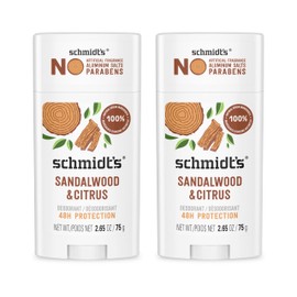 Schmidt's Schmidt's Aluminum-Free Vegan Deodorant Sandalwood & Citrus 2 Count for Women and Men, with 24 Hour Odor Protection, Natural Ingredients, Cruelty-Free, 2.65 oz