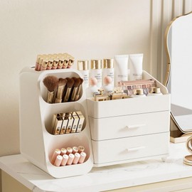 Makeup Organizer with Drawers for Vanity,Spacious Cosmetic Display Case,Perfect Storage Solution for Your Beauty Essential(All White)