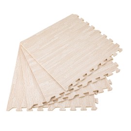 RustyVioum Thick Printed Foam Tiles, 25PCS 24"x24" Patchwork Foam Mat Foam 97ft² Floor Tiles Exercise Mat for Home, Gym Exercise or Trade Show (White Wood Grain, 24"x24")