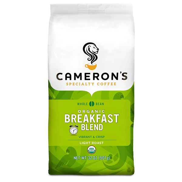 Cameron's Coffee Roasted Whole Bean Coffee, Organic Breakfast Blend, 32 Ounce