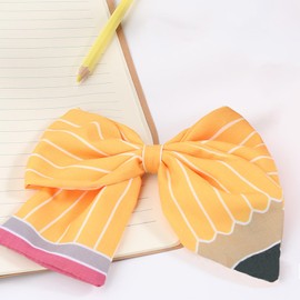2Pcs Back to School Hair Bow Clips Yellow Pencil Hair Clips for First Day of School Striped Hair Decoration for Hair Styling Cute Pencil Design Hair Bow Barrette for Students Kids Gifts