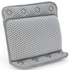 MIJOMA Bath Pillow - Soft Neck Pillow for Bath with 8 Suction Cups - Comfortable Neck Support - Quick Drying & Non-Slip - HBT: 29 x 30 x 5.5 cm (Grey)