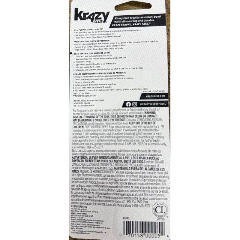 KRAZYGLUE KARZY GLUE 6 PC MADE IN JAPAN SUPER GLUE