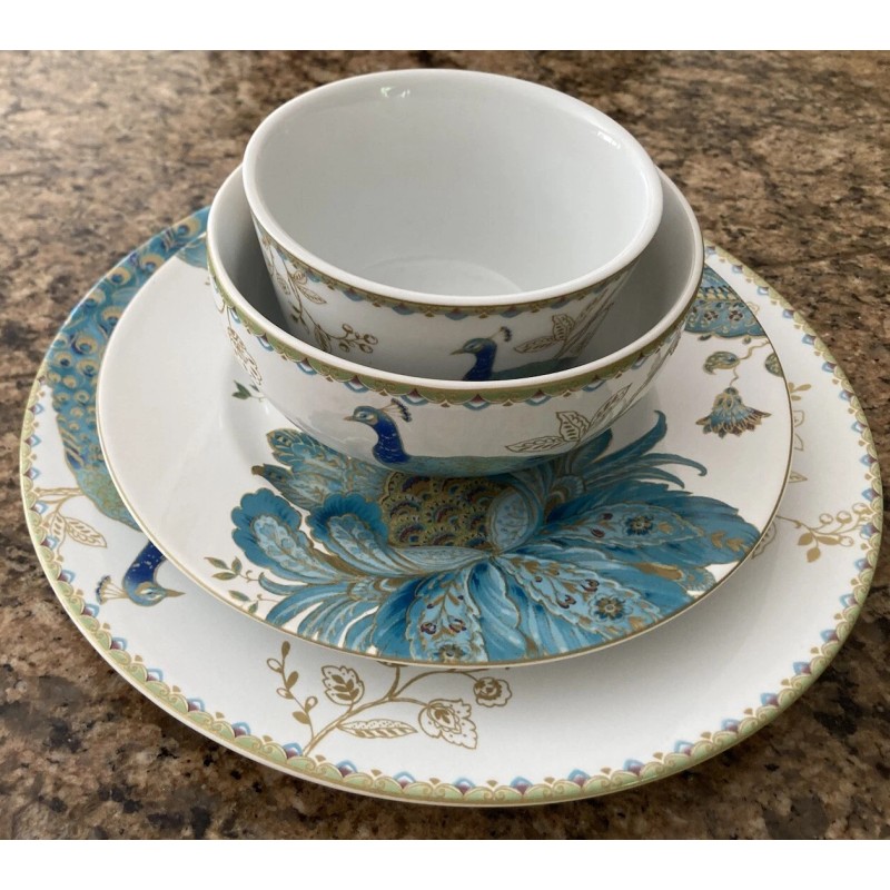 222 Fifth 4 piece 222 Fifth Peacock Garden Dinner Plate