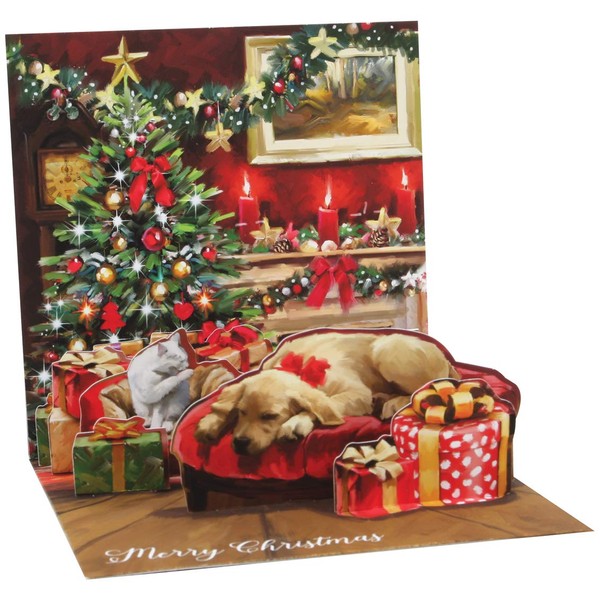 Treasures Up with Paper Pop-Up Light-Up Greeting Card - Holiday Room