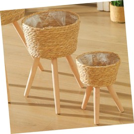 Totority Flower Pot Stand Woven Planter Basket for Use for Balconies Gardens Living Rooms and Offices