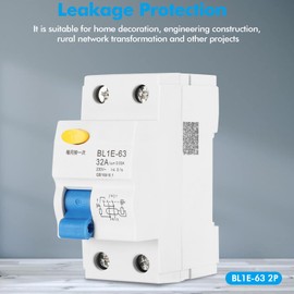 BuyWeek Fi Circuit Breaker AC 230V 30mA 32A 1P+N Fi Switch Circuit Breaker with FI/LS Switch Short Circuit Protection Device Leak Protection Overload Protection Residual Current Device 35 mm DIN Rails