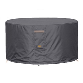 Garden Balsam Fire Pit Cover 600D Heavy Duty Waterproof Fabric With PVC Coating Round 28" Dia x 16" H Dark Grey Fits 22-26 inch Fire Pit Table Fade Resistant Outdoor Firepit Cover
