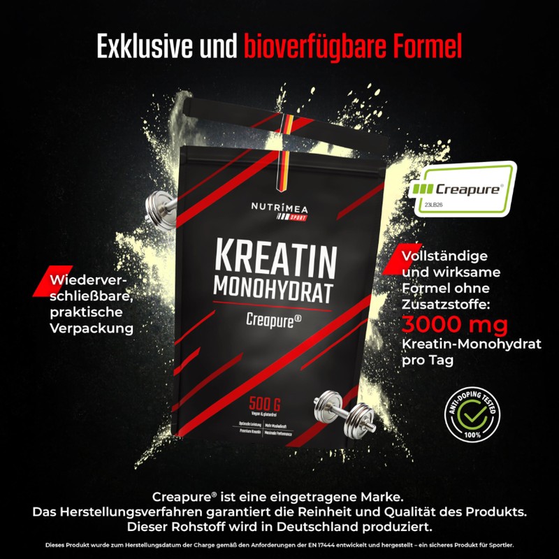 Kreatin Puder Creapure® CREATIN MONOHYDRAT - 100% Reines Creatine Monohydrate