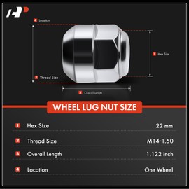 A-Premium M14-1.50 - Tuercas de rueda compatibles con Honda Odyssey Passport Pilot Acura MDX RLX TL ZDX Juego de 5 piezas