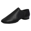 Black Slip-on Jazz Shoes Elastic Leather Sole Dance for Men
