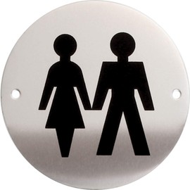 iGadgitz Home U7028 - Aluminium WC sign, Toilet Sign, Washroom Sign, Restroom sign, Lavatory Sign - Toilets, Lavatories, Cloakrooms, Restrooms, Washrooms - Silver with Black Logo - Unisex