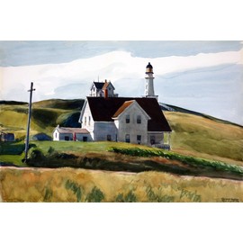 Heritage Posters Hill and Houses Cape Elizabeth Maine Painting by Edward Hopper 20" X 30" Image Size Reproduction on Paper and Canvas