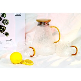GinkgoHome Hand Blown Elegant Glass Tea Kettle Glass Teapot Glass Pitcher Fruit Tea (Kettle)