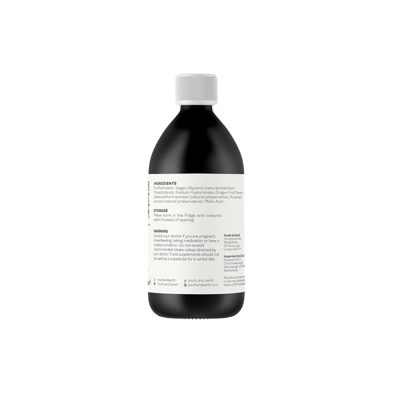 Youth & Earth Liposomal Hyaluronic Acid Liquid, Dragon Fruit, 250