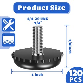 Dunzy 120 Pieces 1/4-20 Adjustable Furniture Levelers Galvanized Steel Screw in Threaded Leveling Feet Screw On Furniture Glide Leveling for Table Chair Cabinet Legs