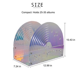 JIMEI Acrylic Vinyl Record Storage Holder, Prism Colorful Record Holder Stand for Albums,Now Playing Display LP Holder Rack (Prism acrylic, 25-35 LP Capacity)