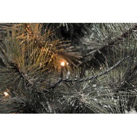 Konstsmide LED Lichterkette, mit Glimmereffekt, 160 bernsteinfarbene Dioden (80 glimmend), 24V Außentrafo, schwarzes Kabel - 3641-810, Weiß