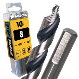 10x Spiral Drill Bit Step Force Diameter 8.0 mm - HSS-G DIN 338 for Steel, Mild Steel, Aluminium, Non-ferrous Metals AMBOSS WERKZEUGE® Drill Sheet Metal Profile - Hexagonal for Drill, Cordless Drill,