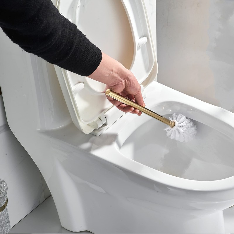 WOLIBEER Crystal Toilet Brush Holder, Polished Gold Brush Handle with
