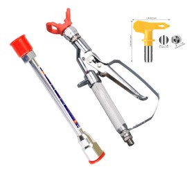Tpaitlss Airless Paint Spray Gun, Inline Celling Spray Gun 3600PSI with 517 Tip and 10 inch Extension Pole Silver