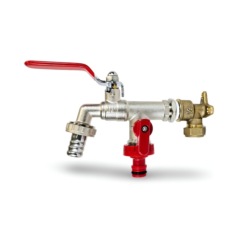 Wärmer System Double Duo Outlet Garden Tap with 15mm Brass