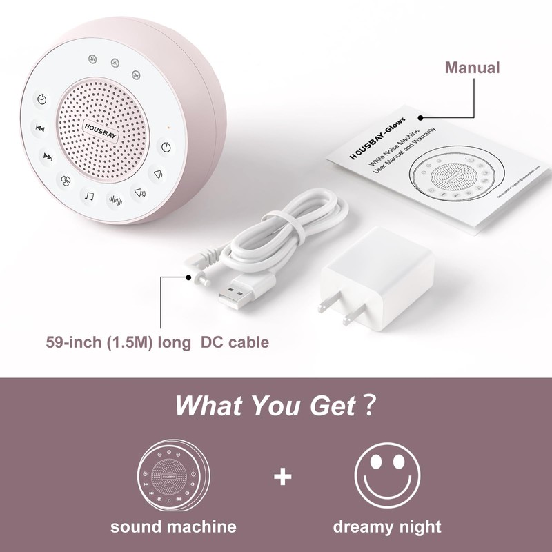 Housbay White Noise Machine with 31 High Fidelity Soothing Sounds,