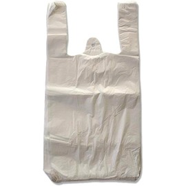 Extra Strong Pack of 100 300 x 180 x 550 mm Shirt Carrier Bags Plastic Bags White Carry Bag Suitable for Food, White, Bag
